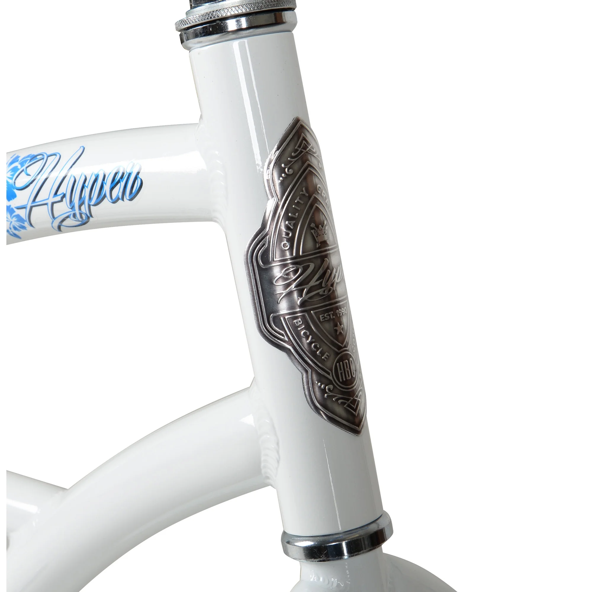 2026 Hyper Bicycle Women's 26 In. Beach Cruiser, White with Blue Rim