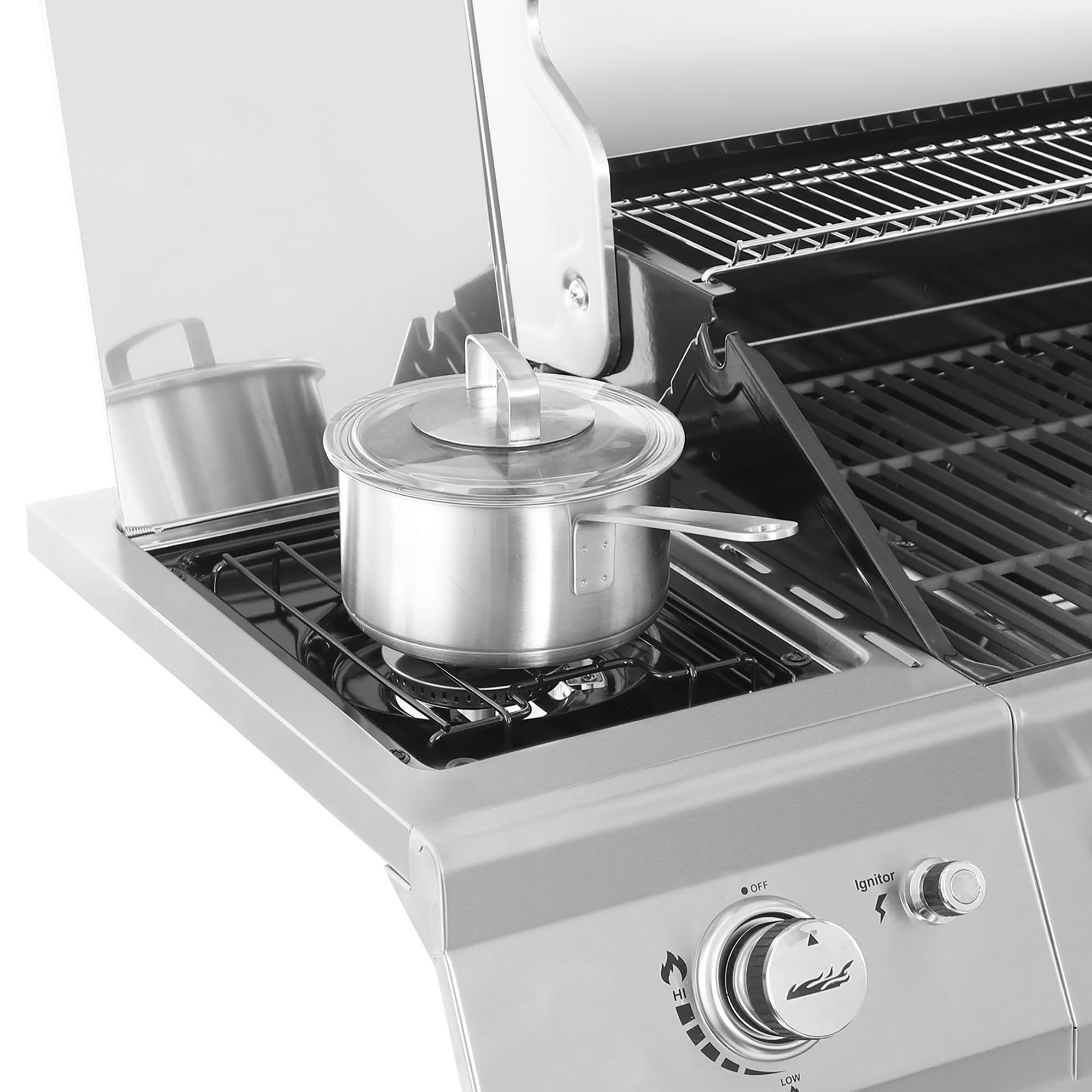 2026 Gourmet GA6402S Stainless Steel Gas Grill, Premier 6-Burner Propane Grill with Sear Burner and Side Burner, 74,000 BTU, Cabinet Style, Outdoor BBQ Party Grill, Silver