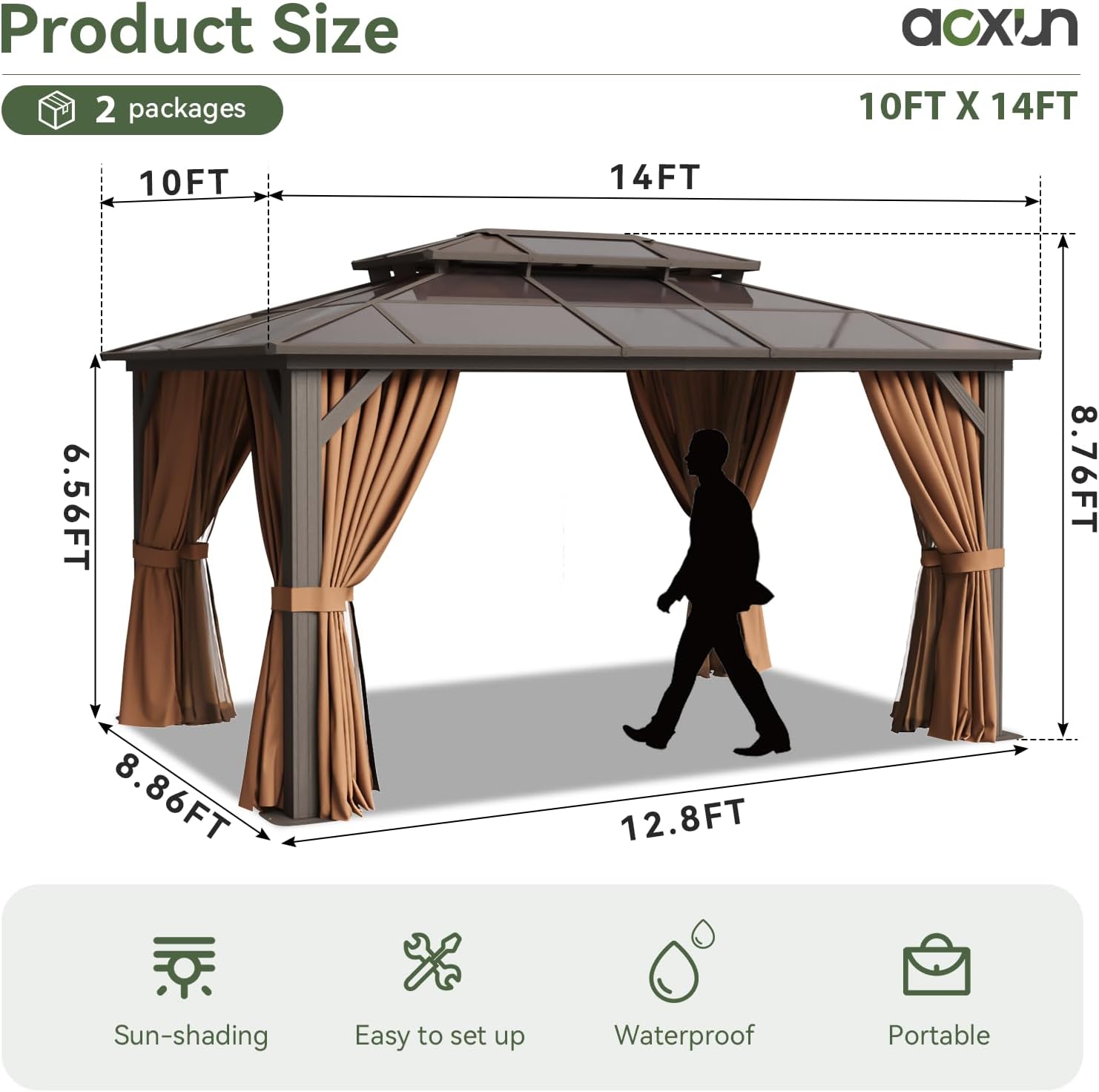 12’X10′ Hardtop Gazebo with Curtains and Netting