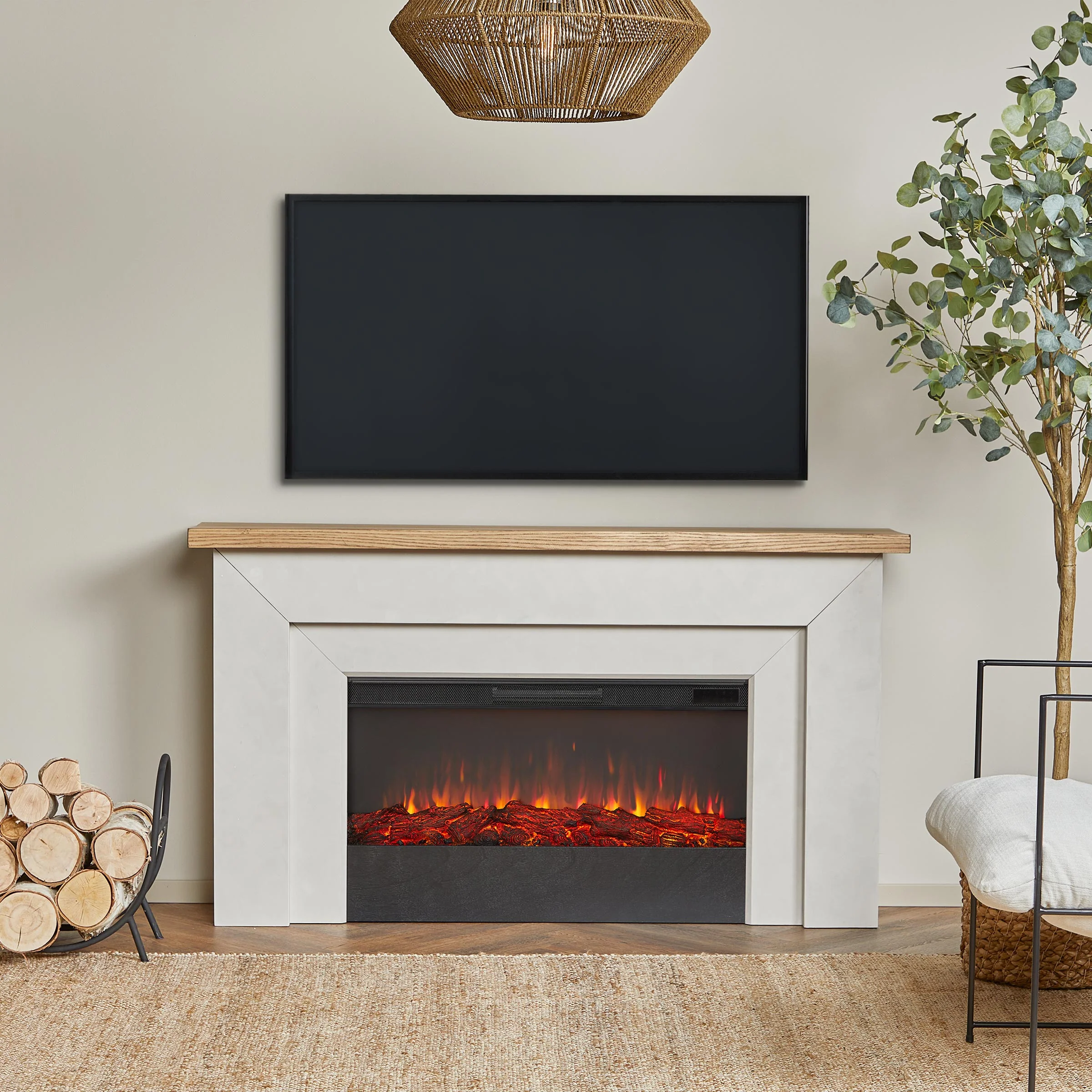 2026 Real Flame Malie Landscape 67-in Fireplace Mantel Package in Venetian Gray