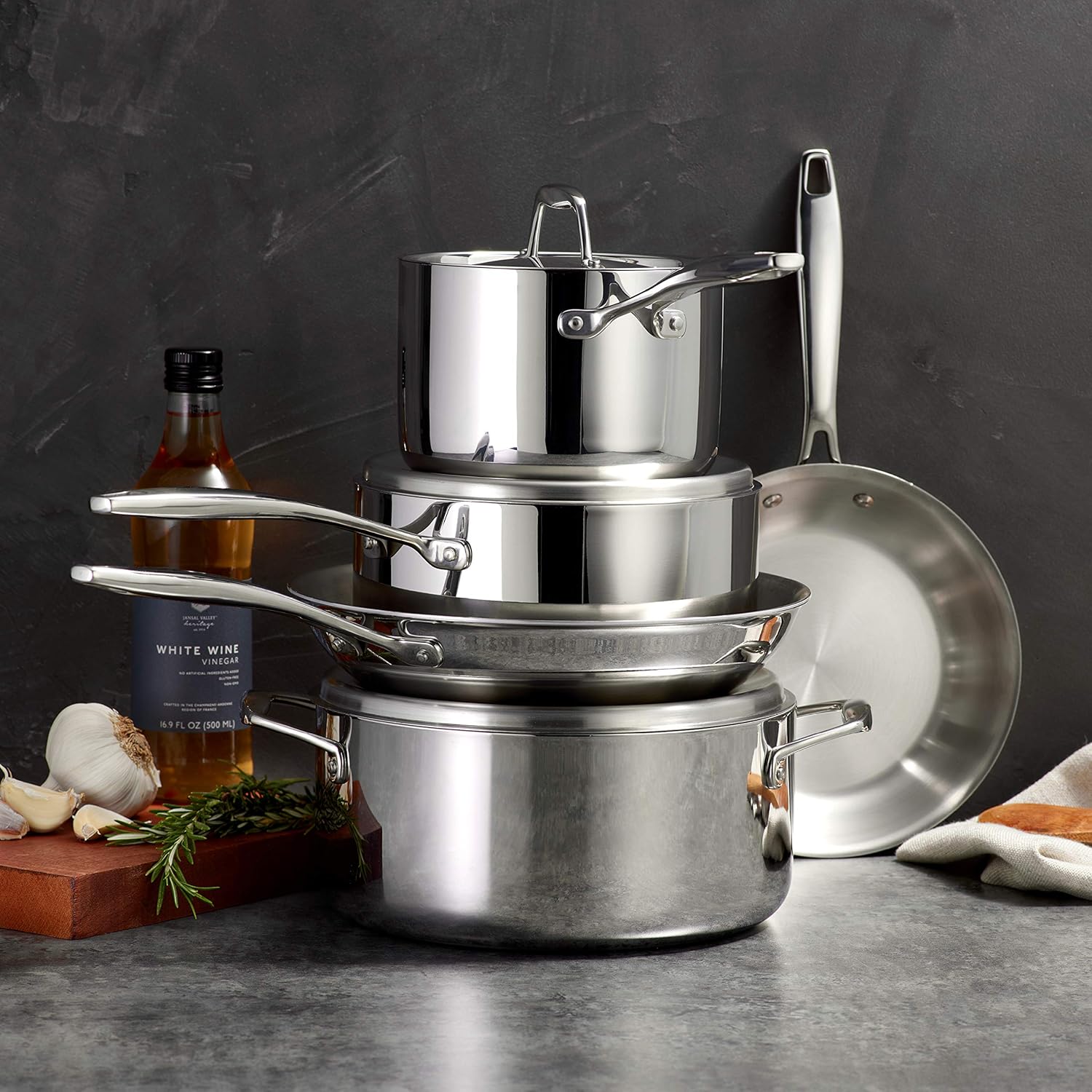 Tri-Ply Clad Stainless Steel 12-Piece Cookware Set