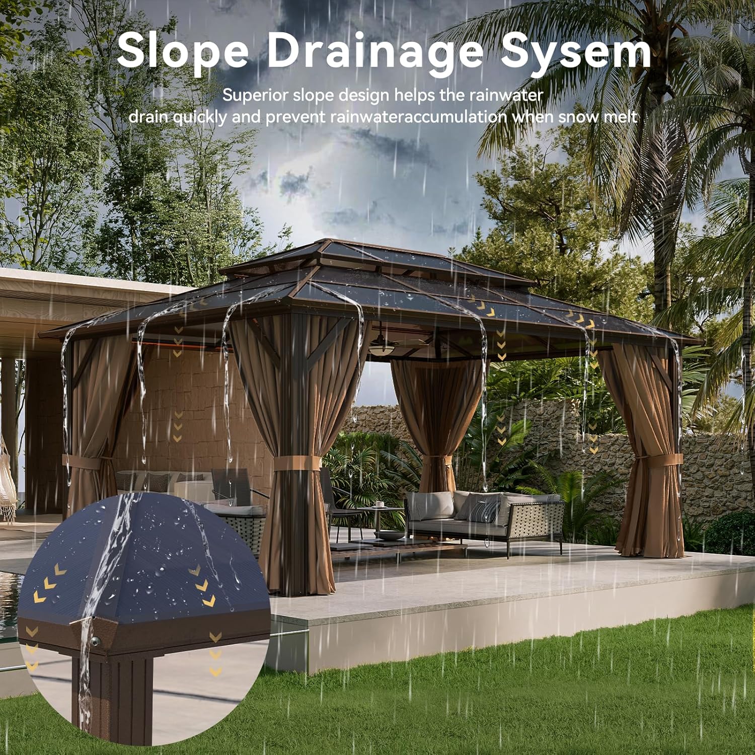 12’X10′ Hardtop Gazebo with Curtains and Netting