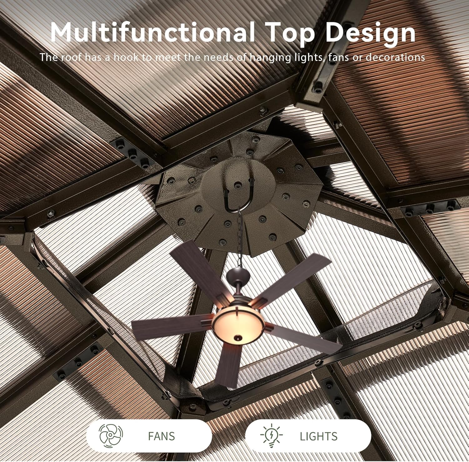 12’X10′ Hardtop Gazebo with Curtains and Netting