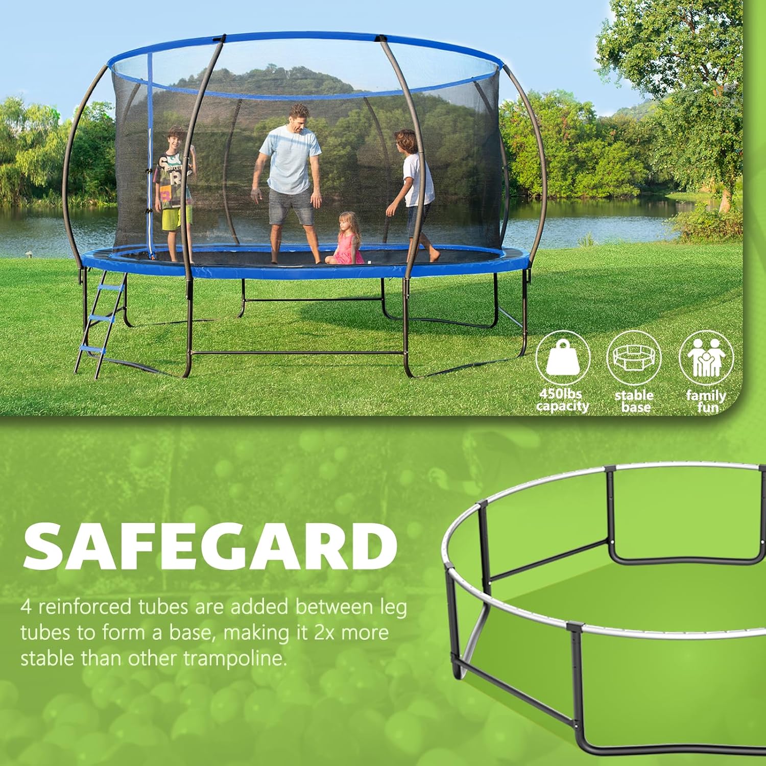 14Ft Trampoline with Safety Enclosure & Ladder