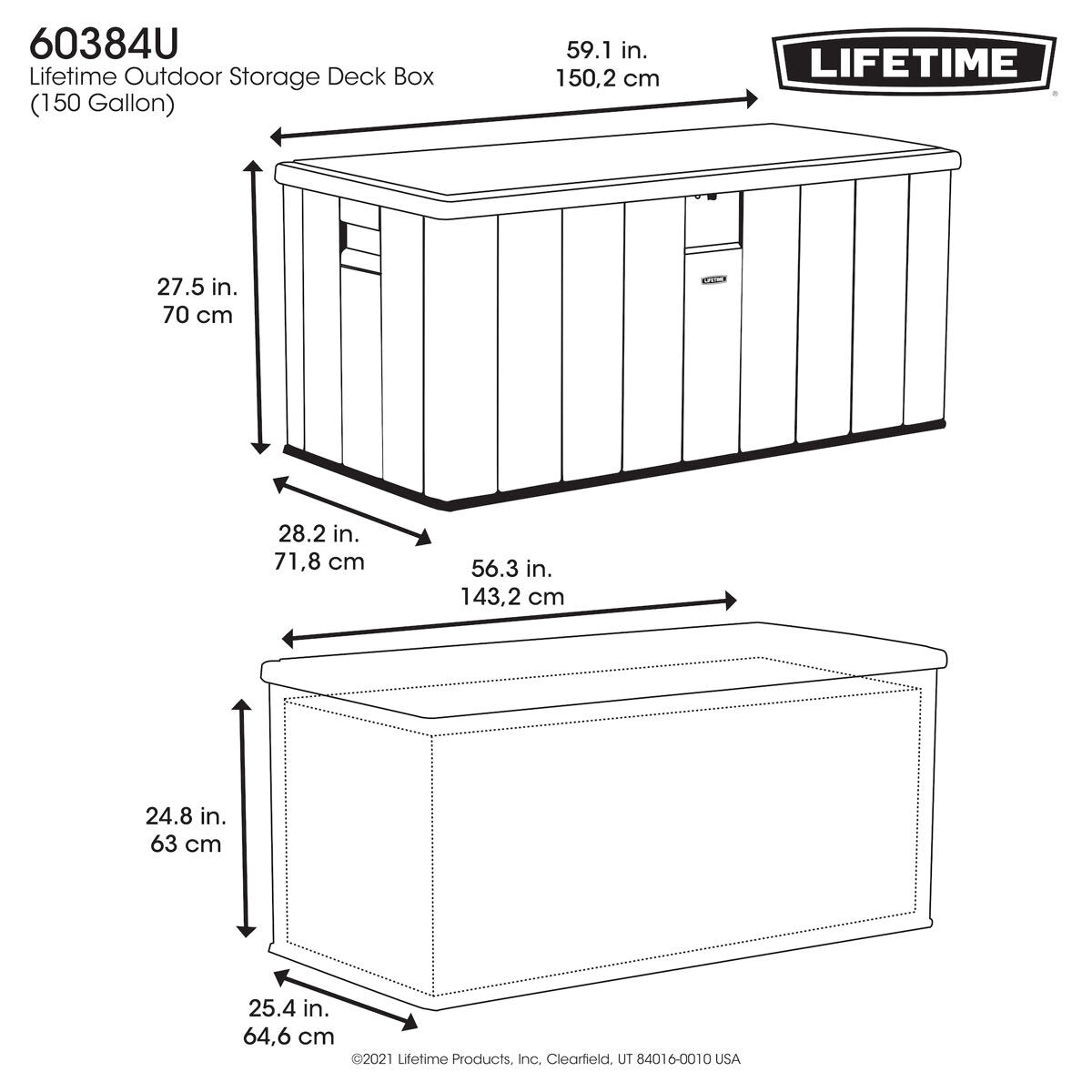 Lifetime 568 Litre Modern Outdoor Storage Deck Box Model 60384U