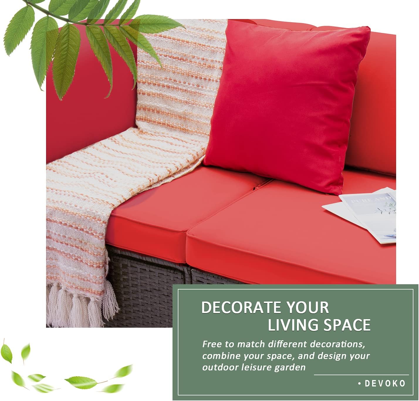 5 Pieces All-Weather Patio Furniture Set with Cushions