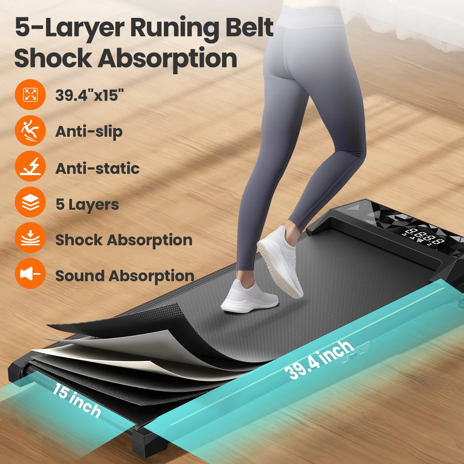 2026 CoolHut Walking Pad, Under Desk Treadmill, 4-in-1 Home/Office Treadmill, No Installation, Low Noise, LED Display, 265 lb. Capacity with Remote Control