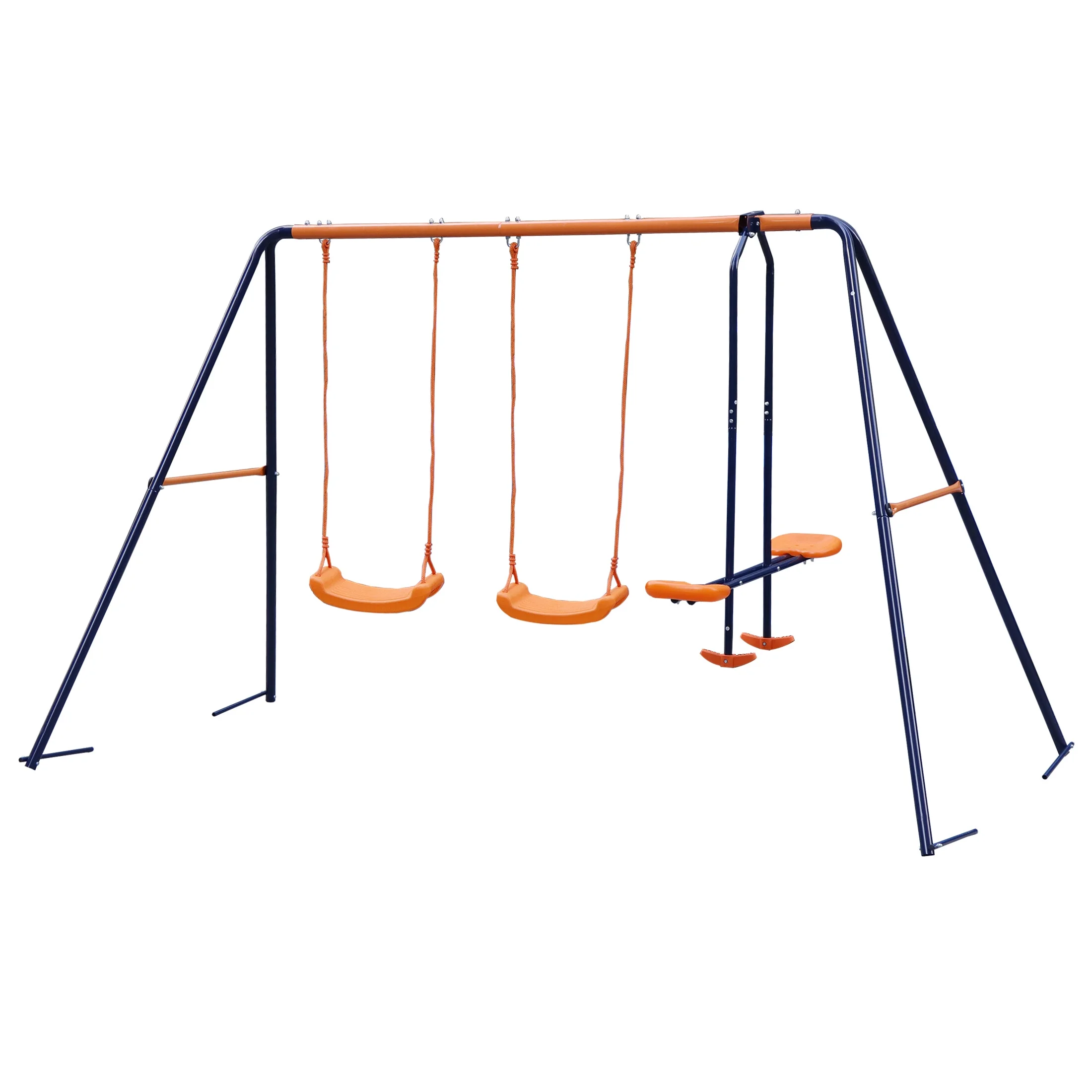 2026 ZenSports Outdoor Double Kids Play Swing Set W/ 2 Seats & 1 Glide Heavy-Duty, 440lbs Capacity