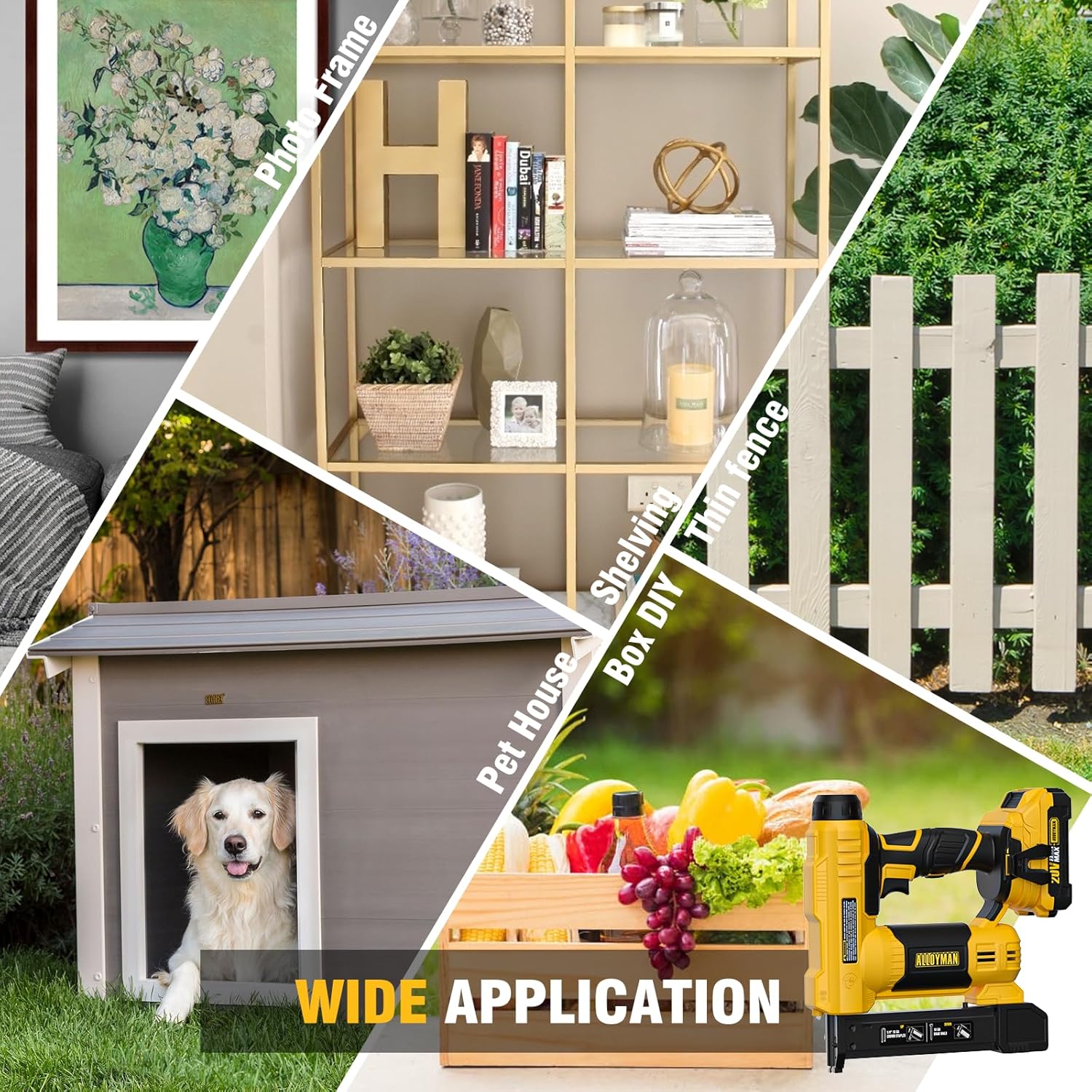 2026 Alloyman 18 Gauge Nail Gun Battery Powered, 2 in 1 Cordless Brad Nailer/Electric Stapler with 2.0Ah Battery and Charger,1000pcs Nails and 500pcs Staples Included for Home Improvement & Woodworking