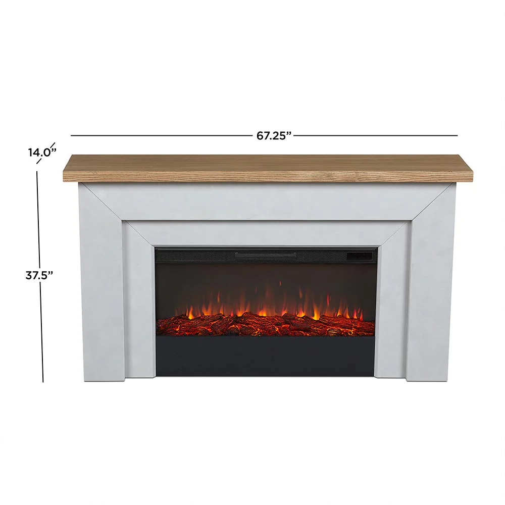 2026 Real Flame Malie Landscape 67-in Fireplace Mantel Package in Venetian Gray