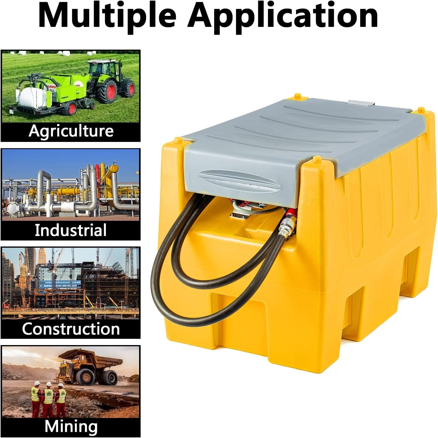 2026 TECSPACE 58 Gallon Gasoline Tank, Portable Fuel Tank with 12V Electric Fuel Transfer Pump, 40 GPM Gasoline Fuel Tank with 4 Meters Hose for Gasoline Transportation (Yellow, 58 gal)