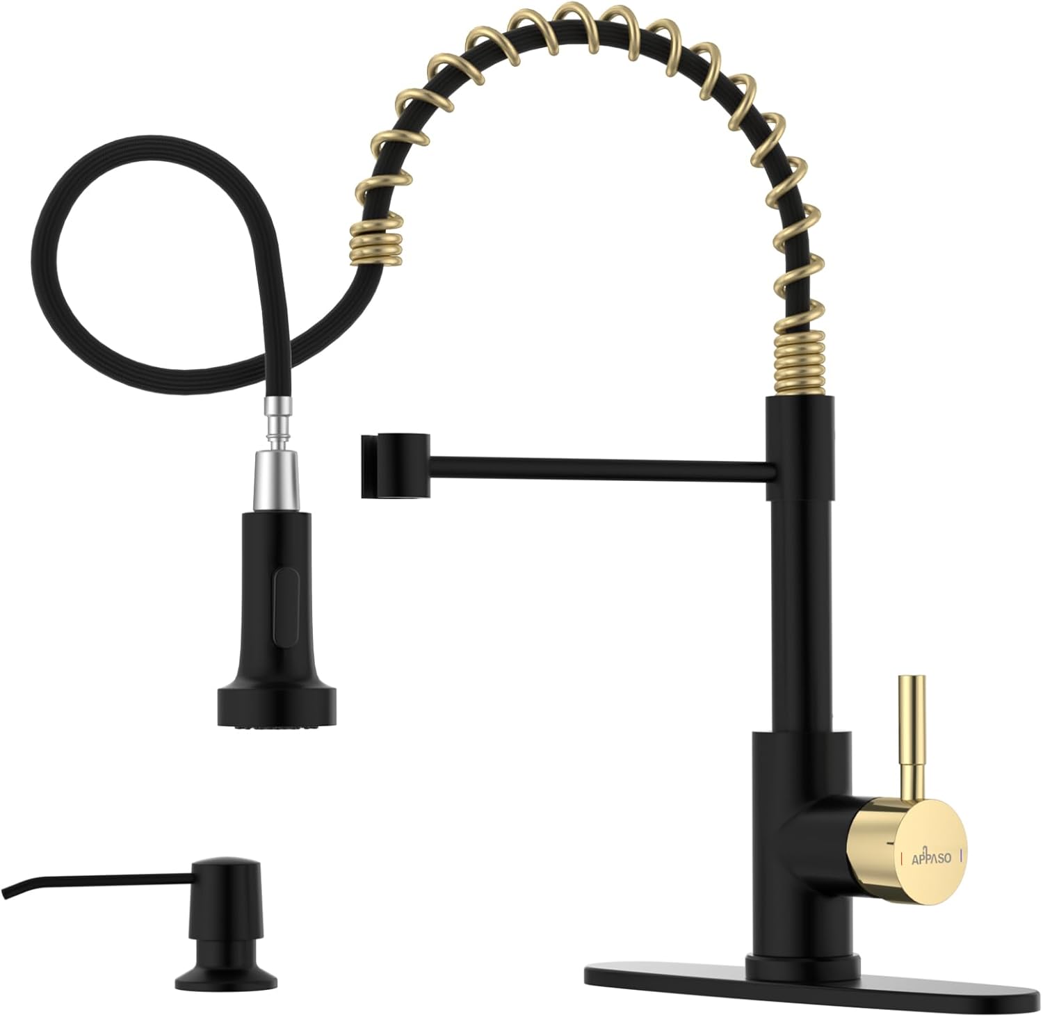 Black Touchless Kitchen Faucet with Soap Dispenser, Motion Sensor Activated Hands-Free Automatic Faucet for Sink with Pull Down Sprayer, Single Handle Smart Faucets for Kitchen Sink