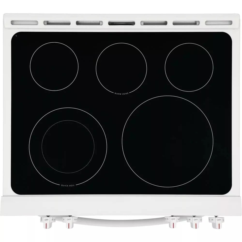 30 in. 5.0 cu. ft. Single Oven White with NVS Black Glass