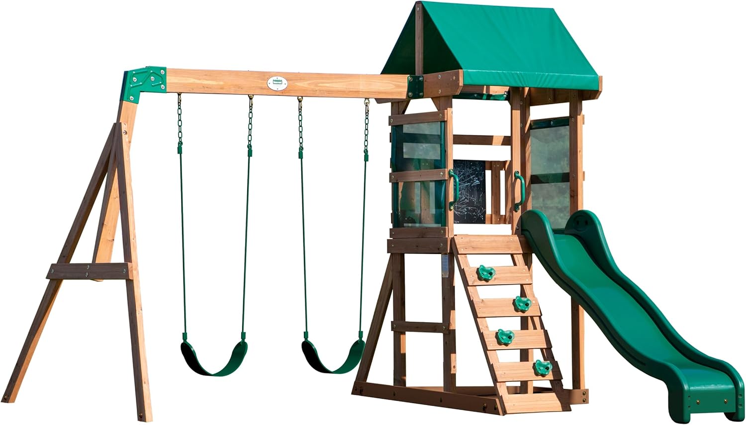 Buckley Hill Cedar Wood Swing Set with Slide & Deck