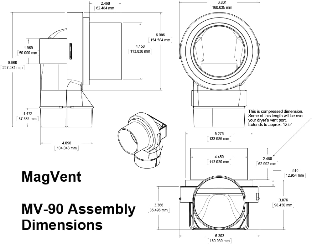 2025 MV-90 Magnetic Dryer Vent Coupling