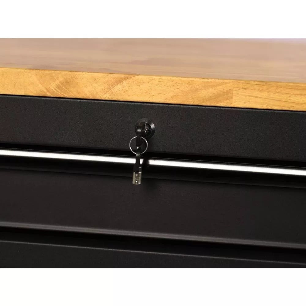 2026 Heavy Duty 61 in. W x 23 in. D 15-Drawer Mobile Workbench with Solid Wood Top