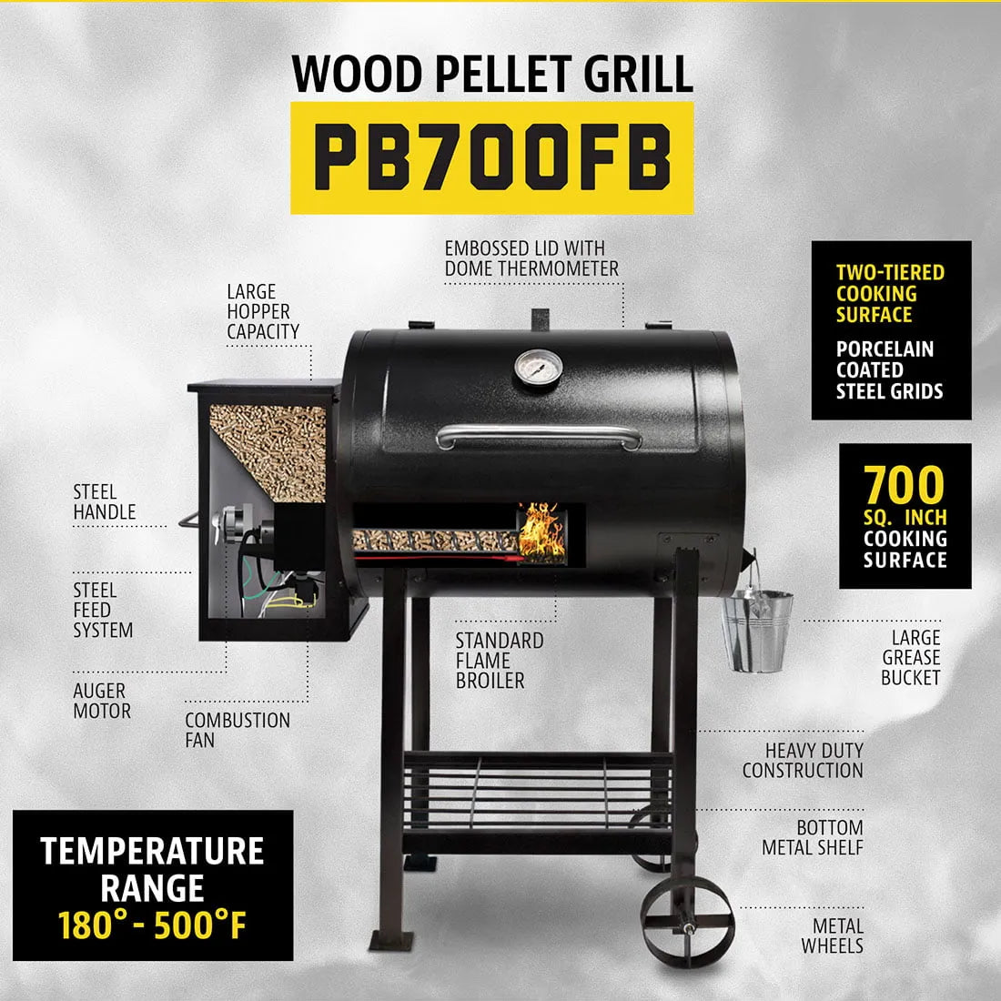 2026 Pit Boss 700FB Wood Fired Pellet Grill with Flame Broiler, 700 Sq. In. Cooking Space