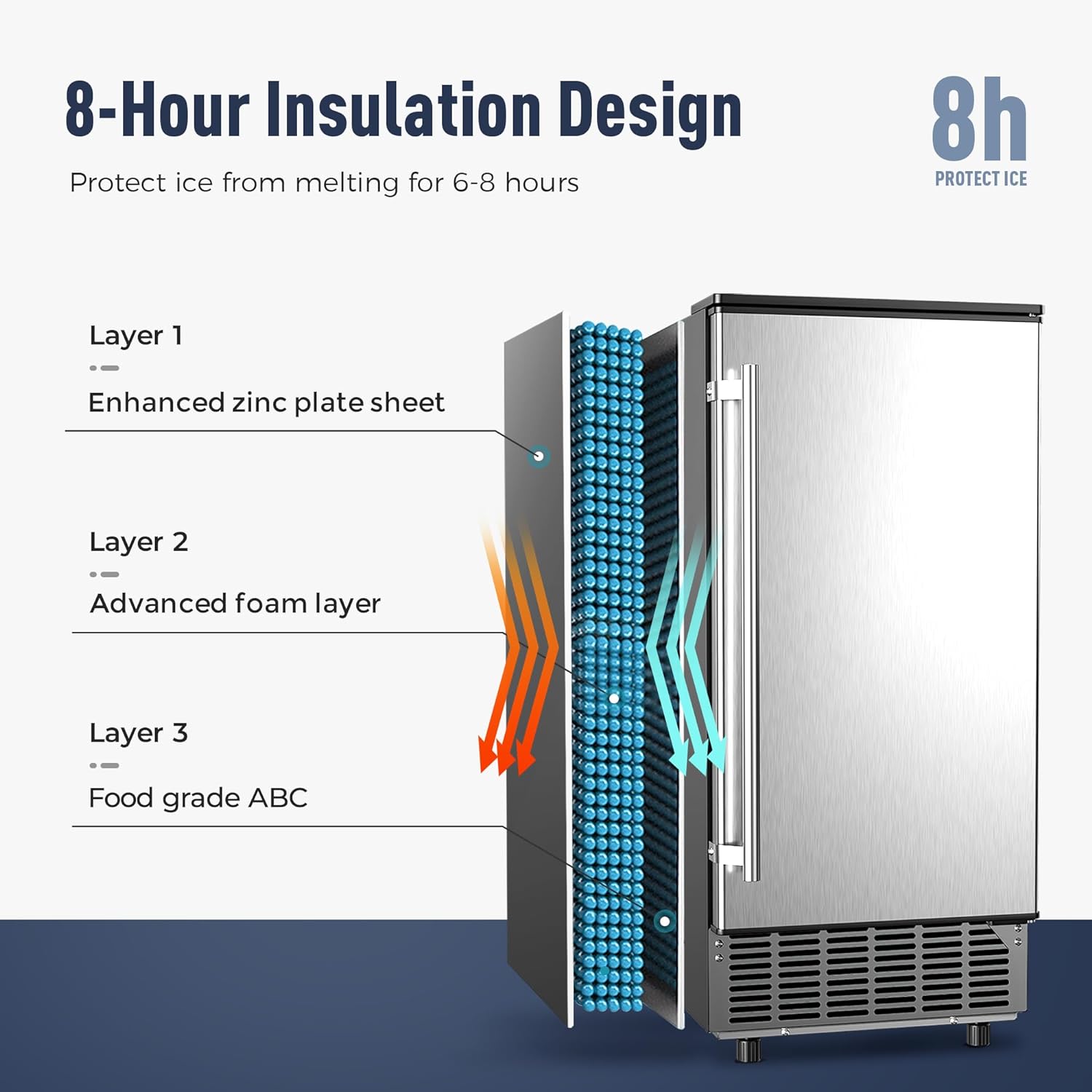 2026 Commercial Under Counter Ice Maker Machine, 80Lbs/Day with 24lbs Ice Storage, Built-in Drain Pump/Automatic Cleaning/Timing Setting/Smart LCD Panel, Ideal for Both Home and Commercial Use