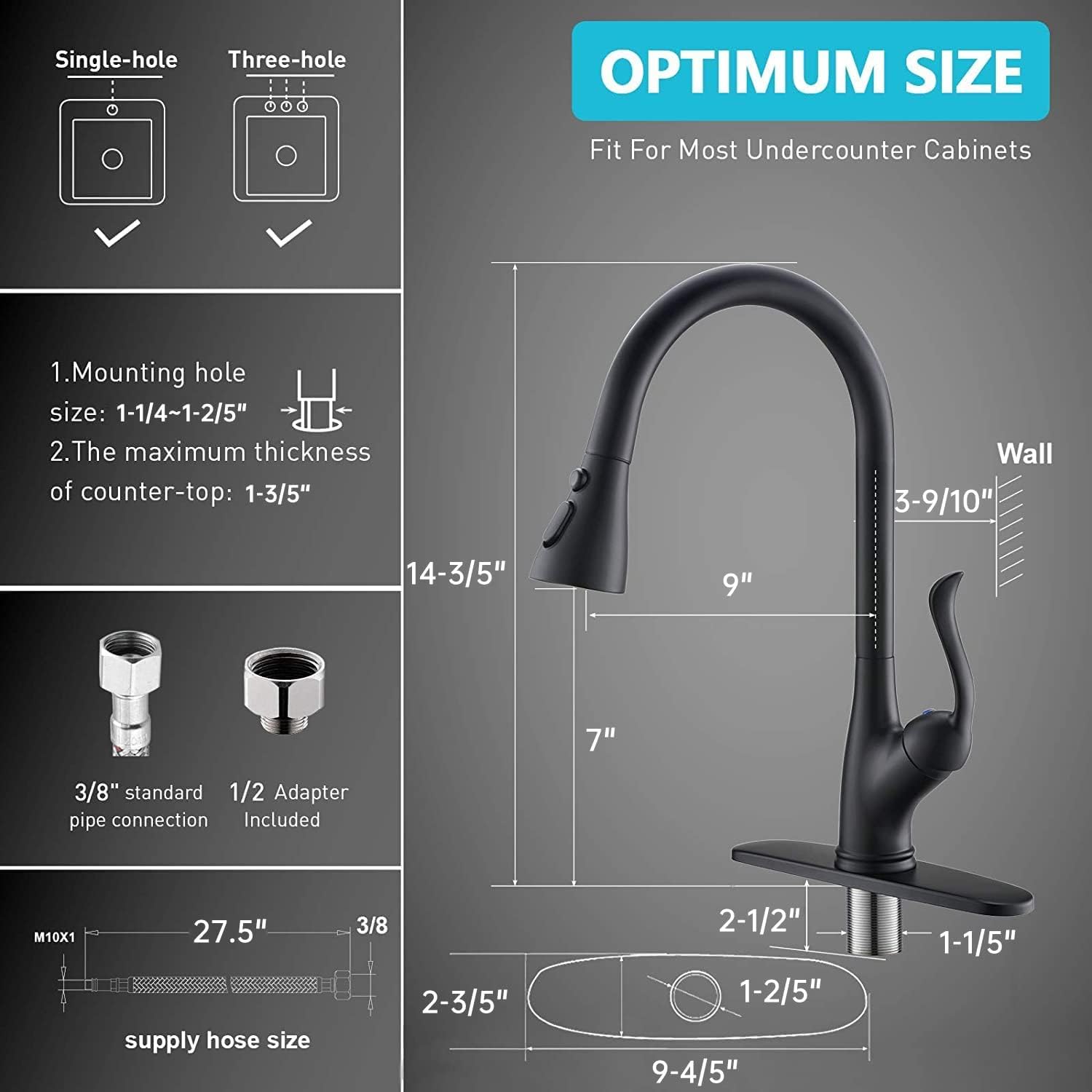 Black Touchless Kitchen Faucet with Soap Dispenser, Motion Sensor Activated Hands-Free Automatic Faucet for Sink with Pull Down Sprayer, Single Handle Smart Faucets for Kitchen Sink