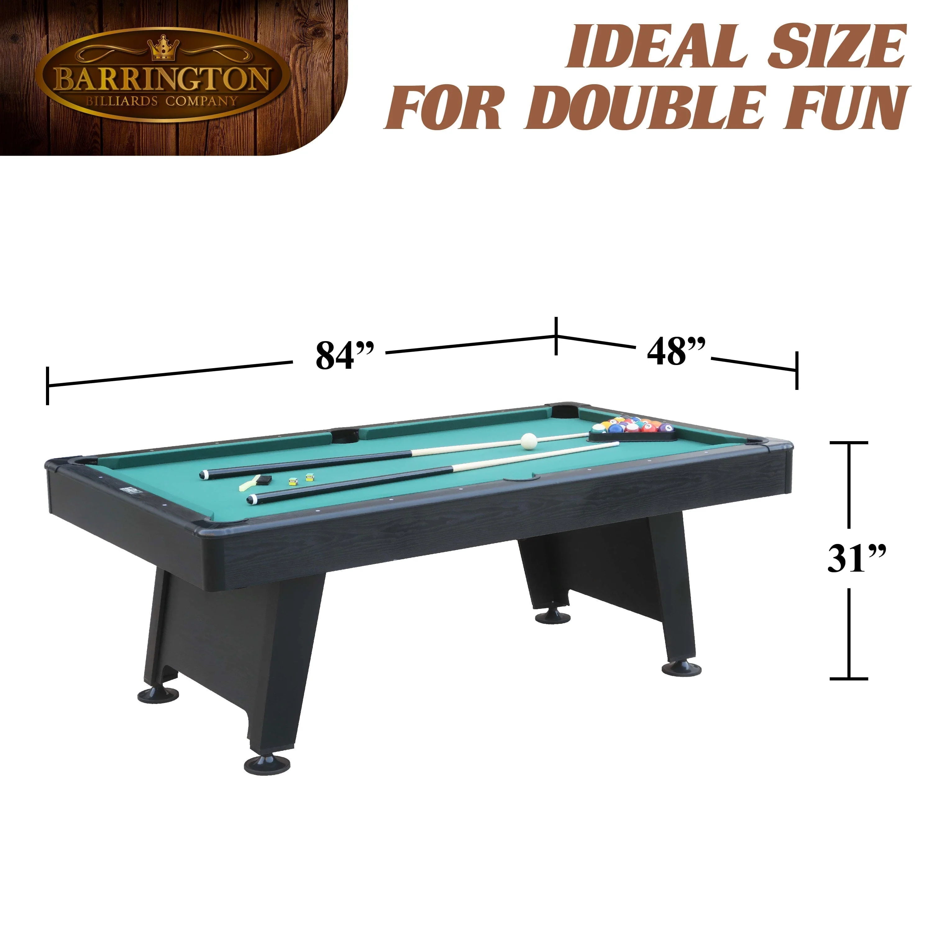 84′′ Arcade Pool Table with Bonus Dartboard Set, Green