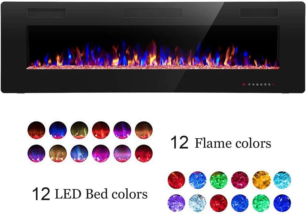 60′′ Electric Fireplace – Remote Control, Adjustable Flames