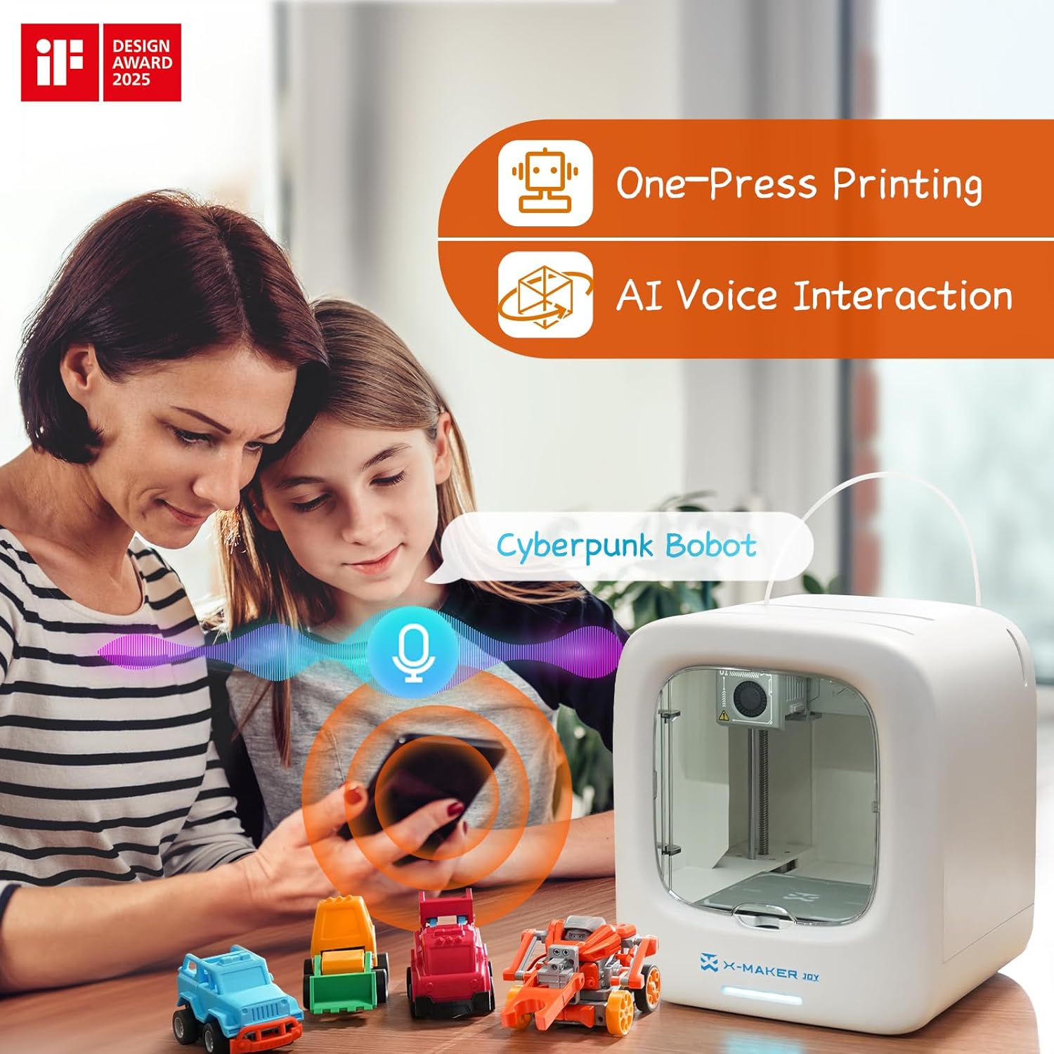 Joy 3D Printer for Kids with 8 Filament Set