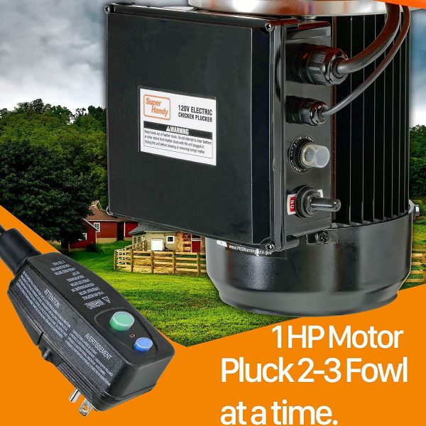 Electric Chicken Plucker, 1HP 280RPM, Stainless Steel, 92 Fingers, 20′′ Drum, Heavy Duty Poultry De-Feathering Machine