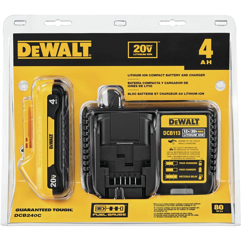 2026 DeWALT DCB240C 20V 4.0 Ah Max Compact  Lithium-Ion Battery Pack