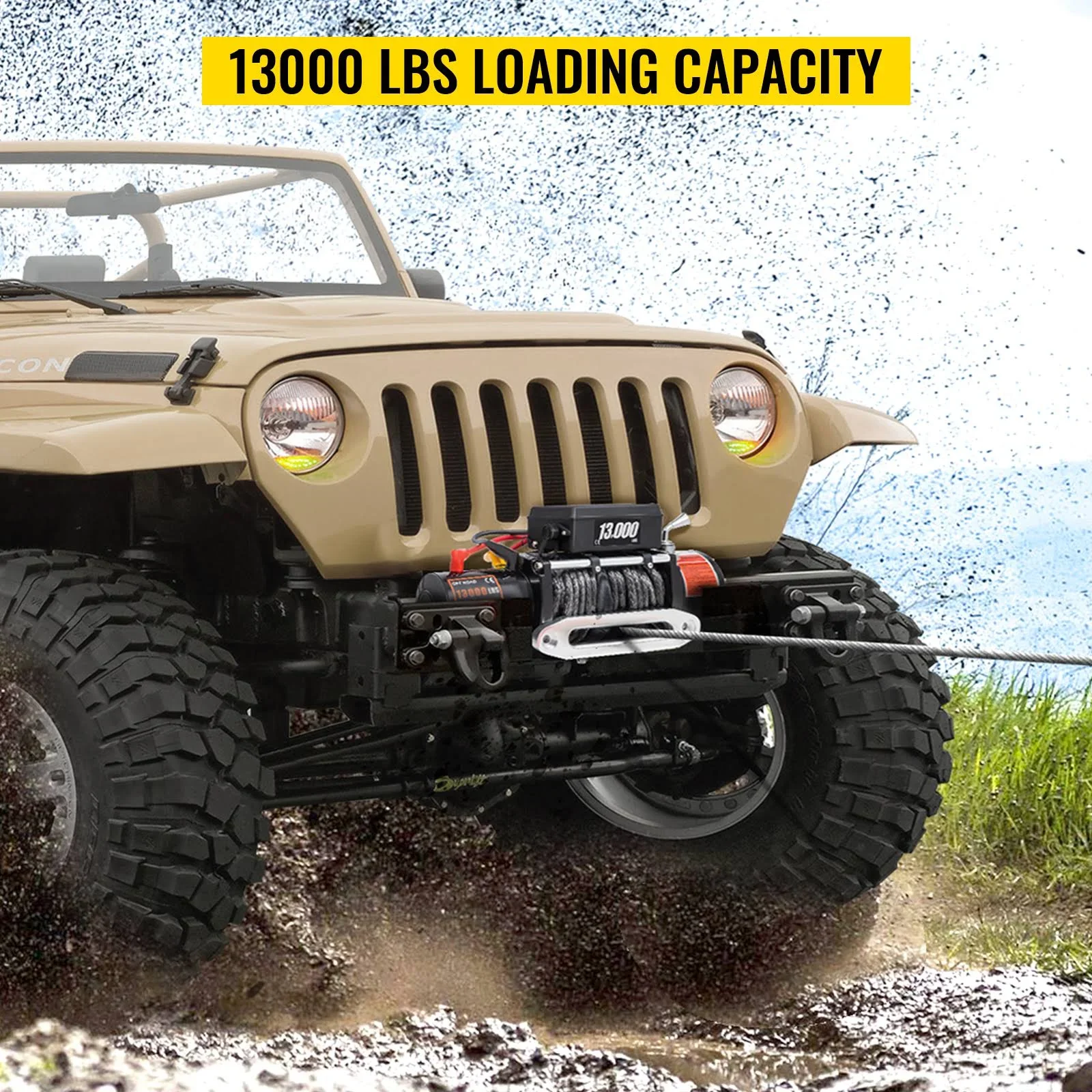 VEVOR Electric Winch 13000lb Load Capacity Truck Winch Compatible with Jeep Truck SUV 65ft/20m Synthetic Rope 12V Power Winch