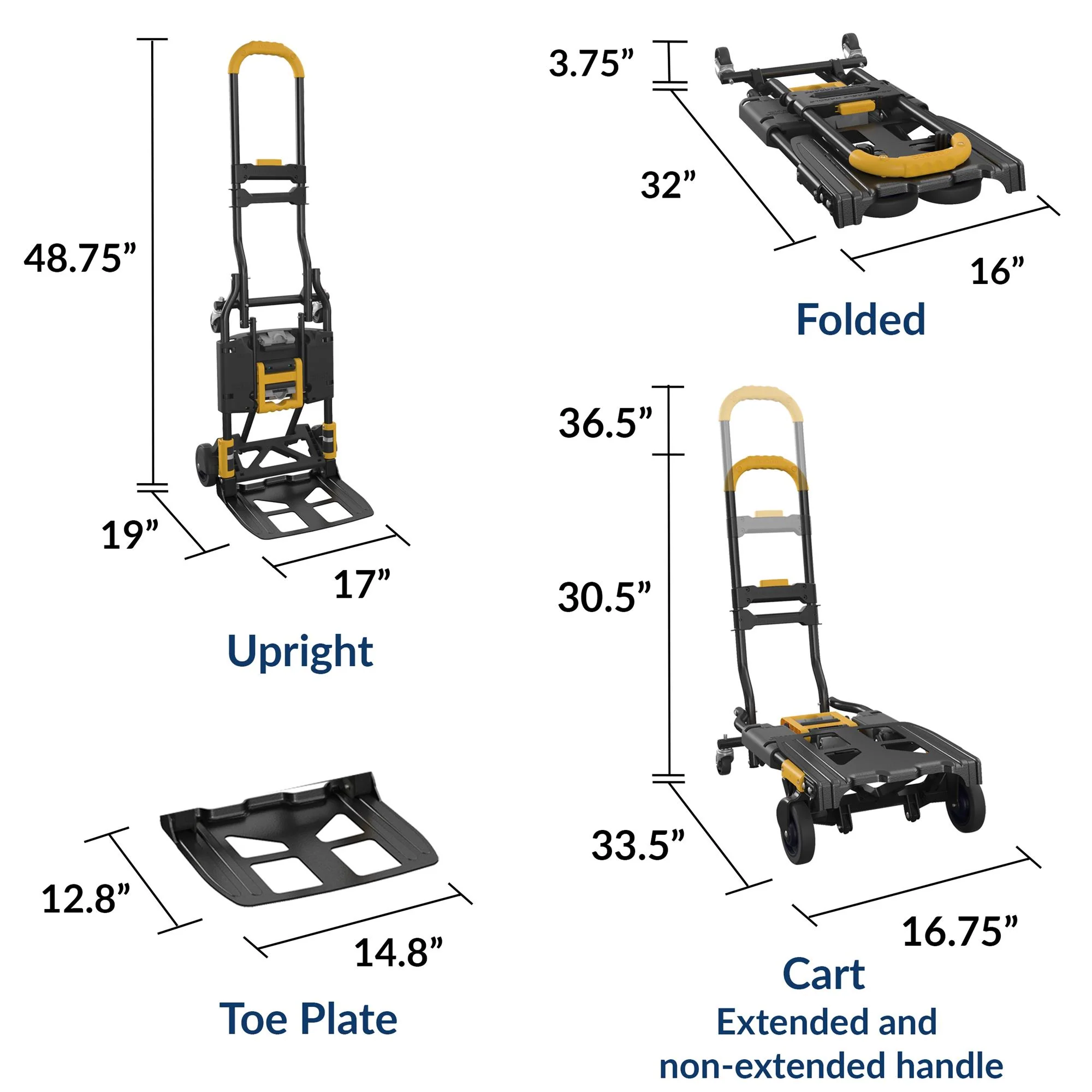 2-in-1 Folding Hand Truck with Extendable Handle