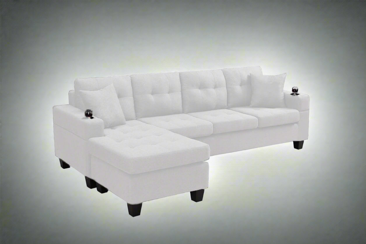 Reversible 4-Seater L-Shape Sectional Sofa with Chaise & Ottoman | Modern Upholstered Living Room Set