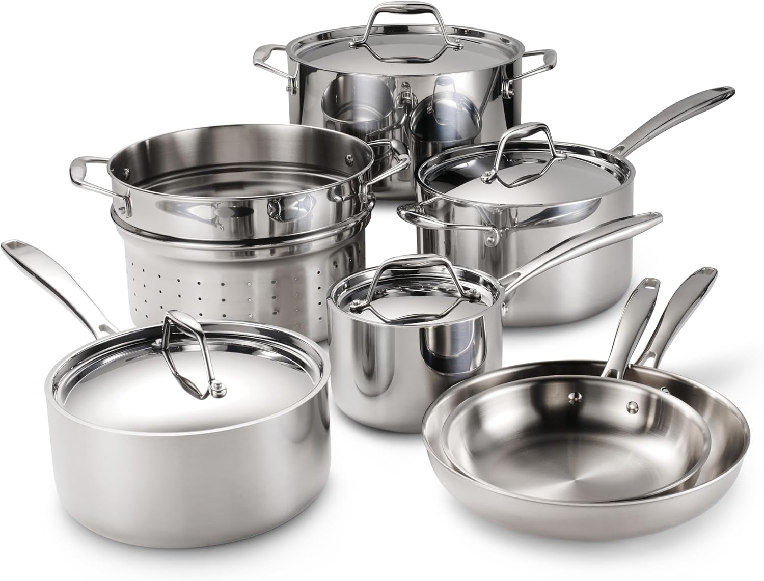 Tri-Ply Clad Stainless Steel 12-Piece Cookware Set