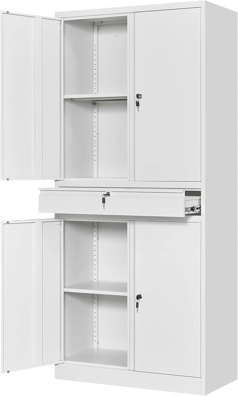 Yizosh Metal Garage Storage Cabinet with Locking Doors and Adjustable Shelves, Tool Storage Cabinet with 1 Drawer - 71