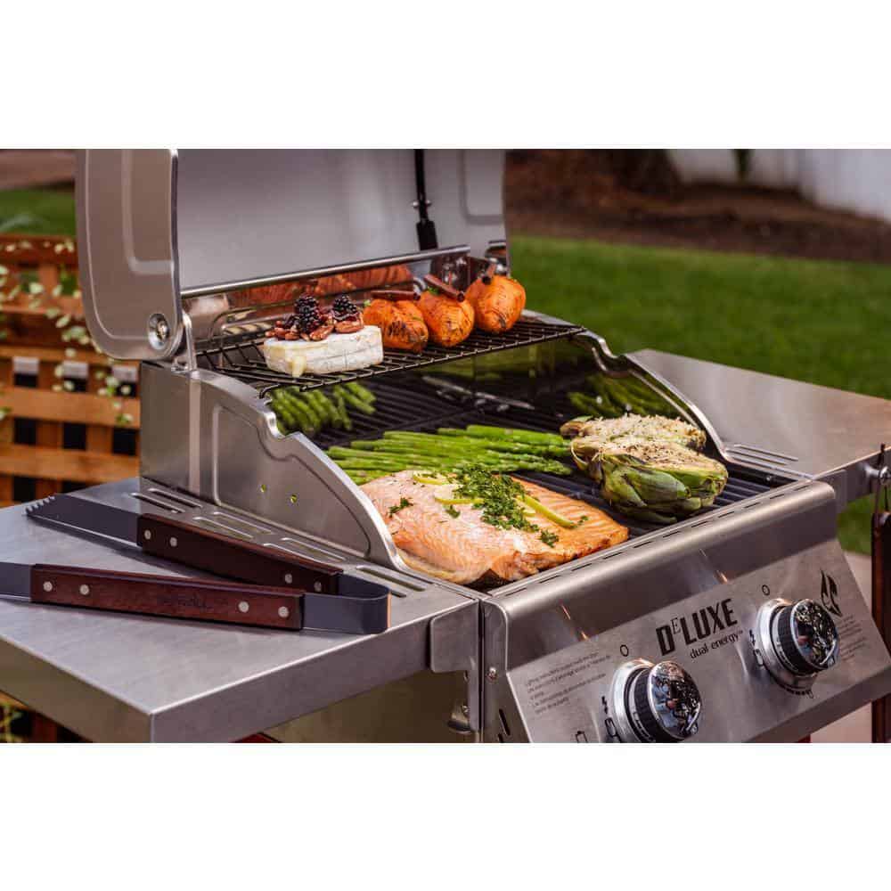 2-Burner Propane Gas Grill, Red – Stainless Steel, 28,000 BTUs, Compact Design