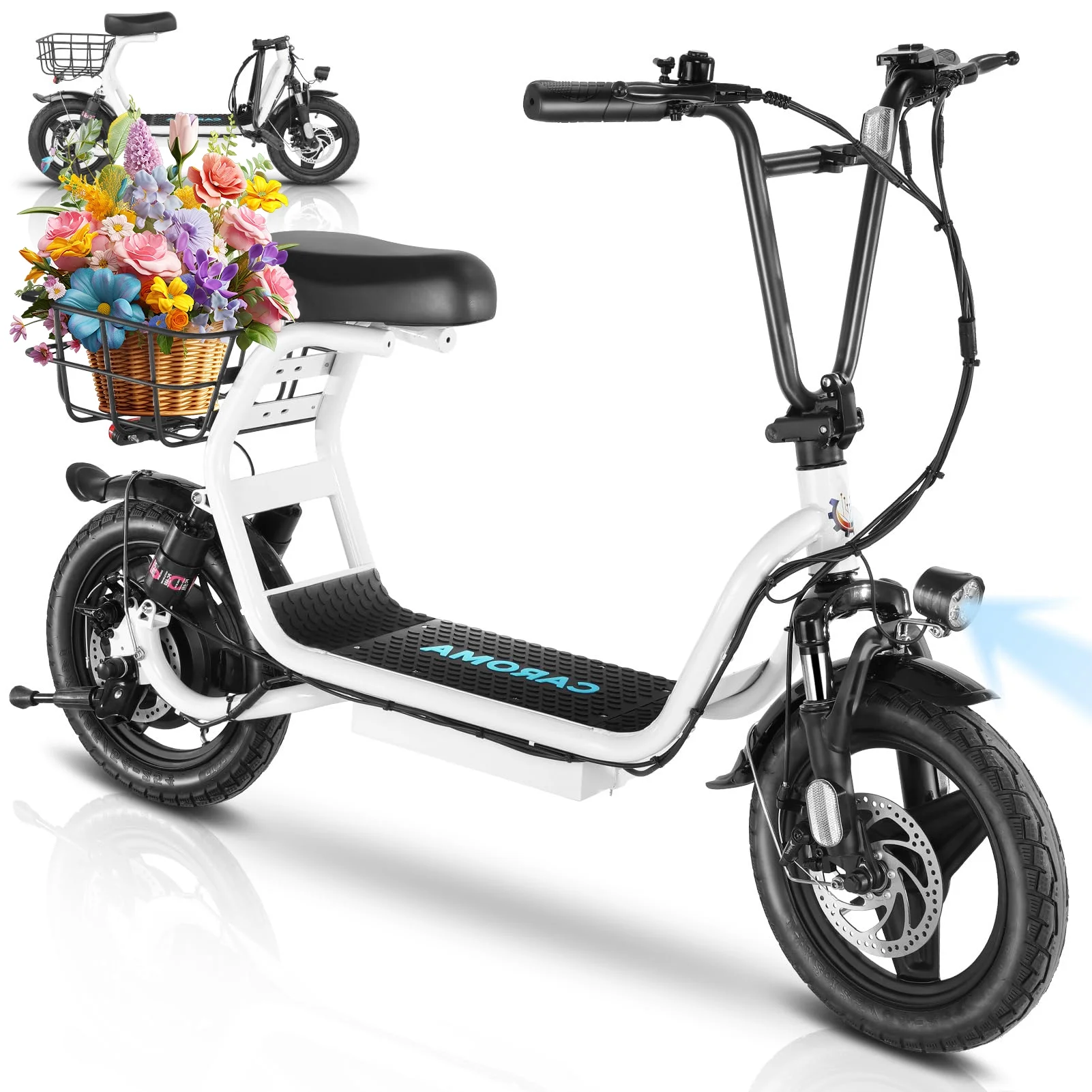 Caroma Electric Scooter for Adults, 500W Motor(Peak 819W), Max Range 25Miles & Max Speed 20Mph, 14