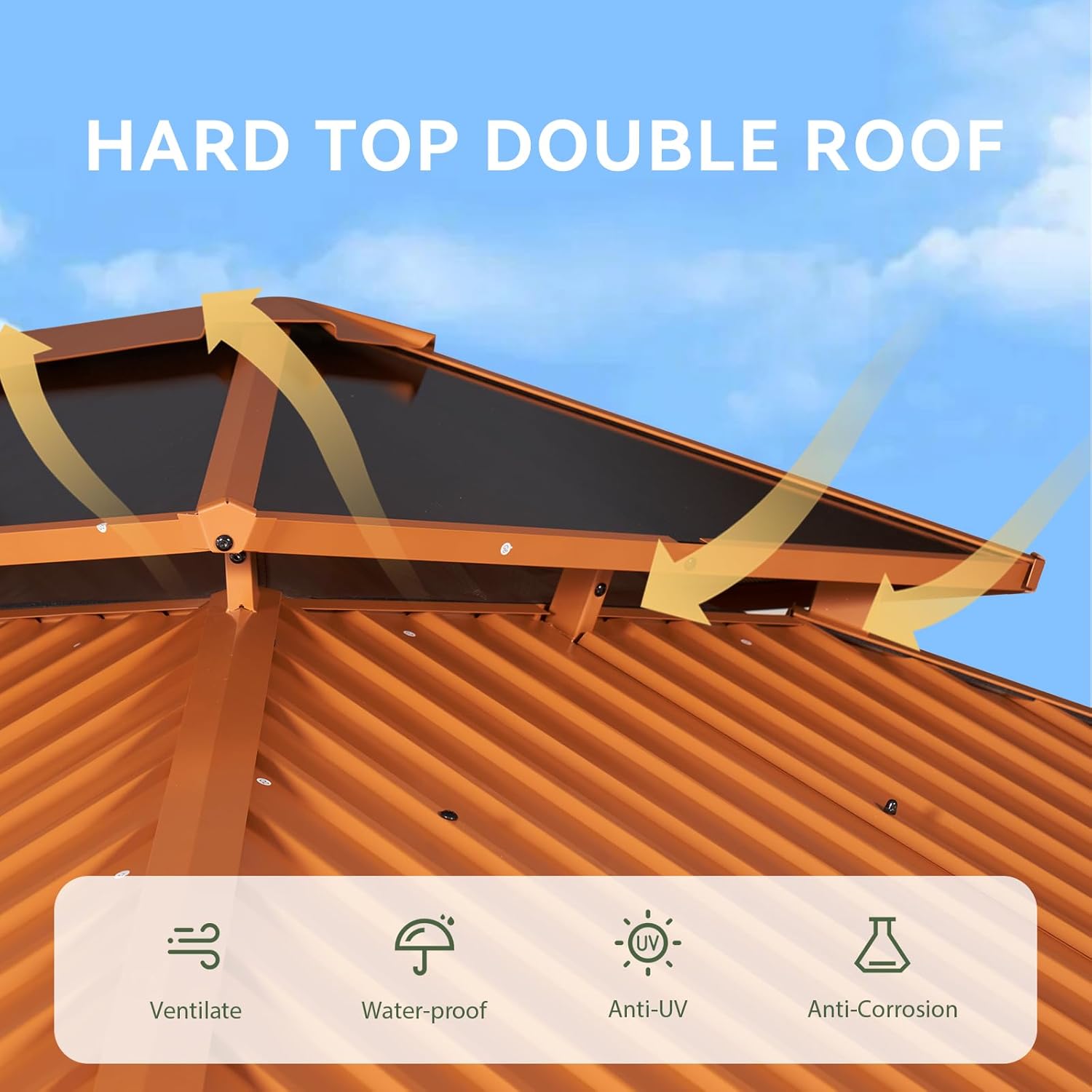 12’X10′ Hardtop Gazebo with Curtains and Netting