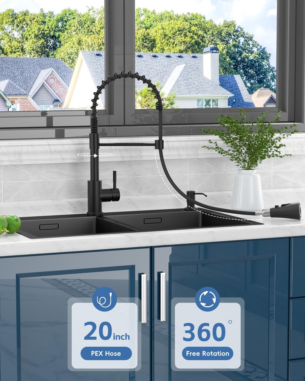 Black Touchless Kitchen Faucet with Soap Dispenser, Motion Sensor Activated Hands-Free Automatic Faucet for Sink with Pull Down Sprayer, Single Handle Smart Faucets for Kitchen Sink