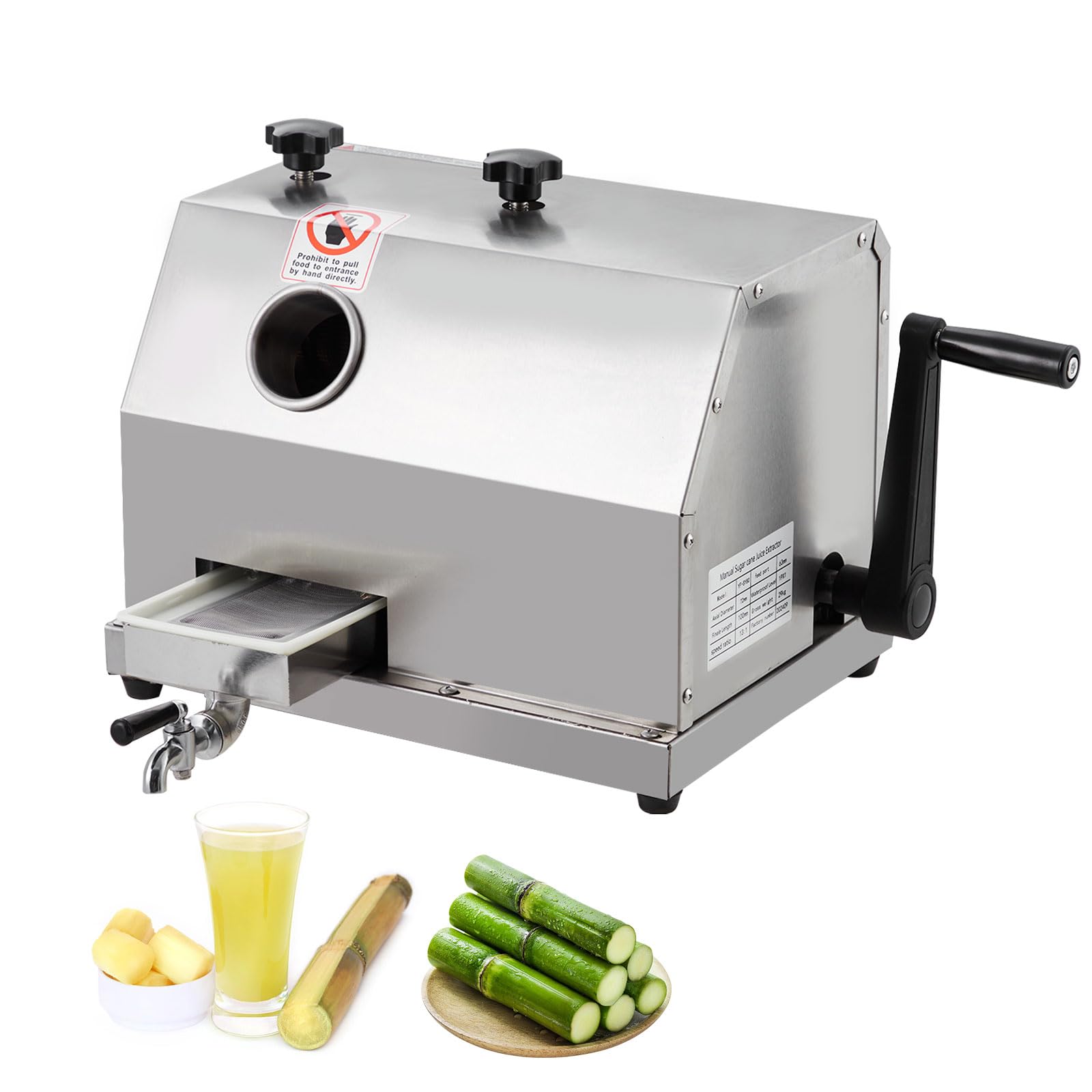 2026 Manual Sugar Cane Juicer Machine, Sugar Cane Press with 3 Stainless Steel Drums and 2.4-inch Large Inlet, Sugarcane Juice Machine with 110LBS/H, Suitable for Home/Commercial Use