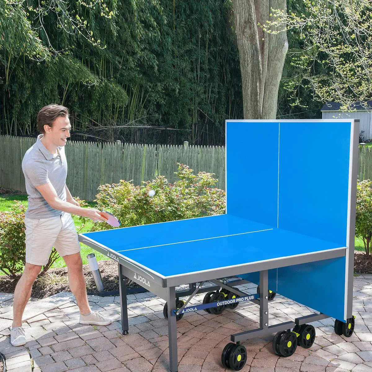 Plus Outdoor Table Tennis Table with Weatherproof Net, 9×5 ft, Foldable, Aluminum Surface