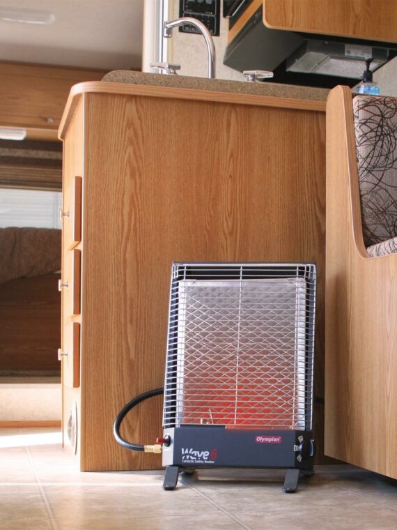 Camco Olympian Wave 6 Catalytic Safety Heater | Adjustable from 3200 to 6000 BTUs | Black (57341)