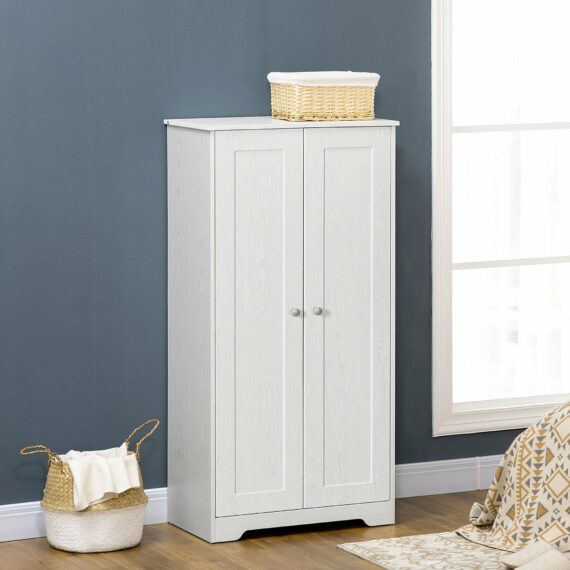 HOMCOM White Kitchen Pantry Cabinet with Adjustable Shelves, Freestanding Storage Cupboard