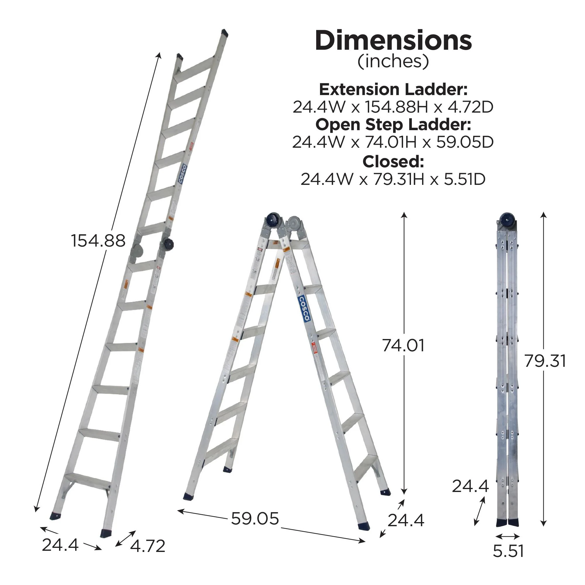 2-in-1 Step and Extension Ladder, 8 ft. 11 in. Reach