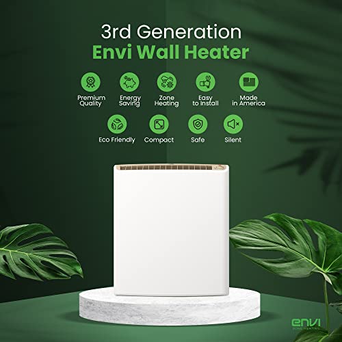 Envi Plug-in Electric Panel Wall Heaters for Indoor Use, Energy Efficient 24/7 Heating w/Safety Sensor Protection