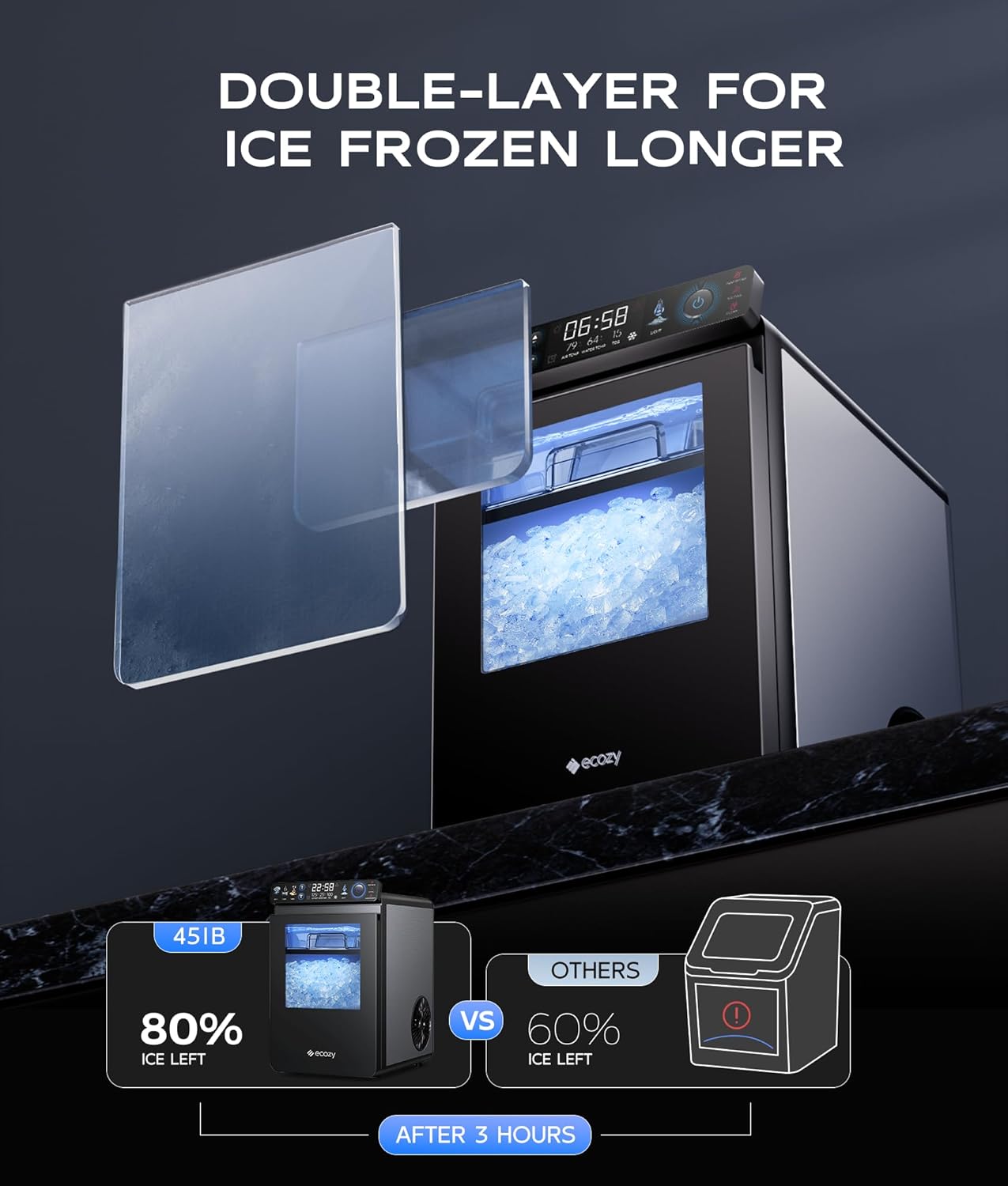 Nugget Ice Maker – Smart Countertop Machine, 44 Lbs/24H