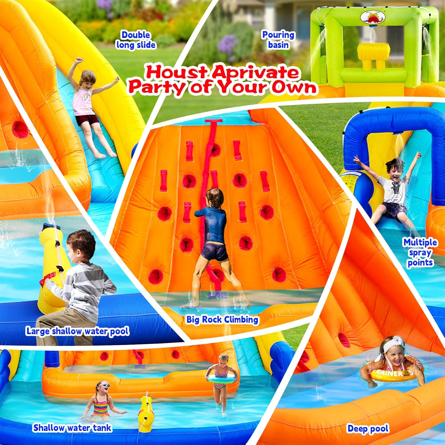 Inflatable Water Slide Bounce House with Pool