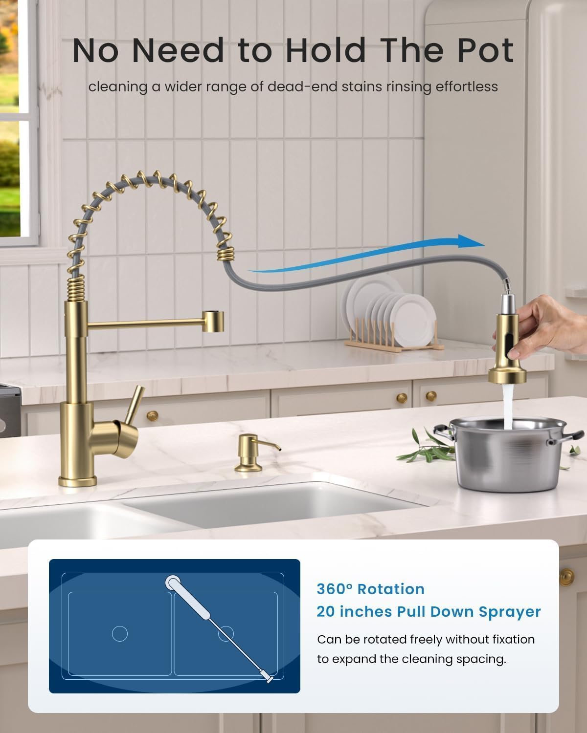 Black Touchless Kitchen Faucet with Soap Dispenser, Motion Sensor Activated Hands-Free Automatic Faucet for Sink with Pull Down Sprayer, Single Handle Smart Faucets for Kitchen Sink