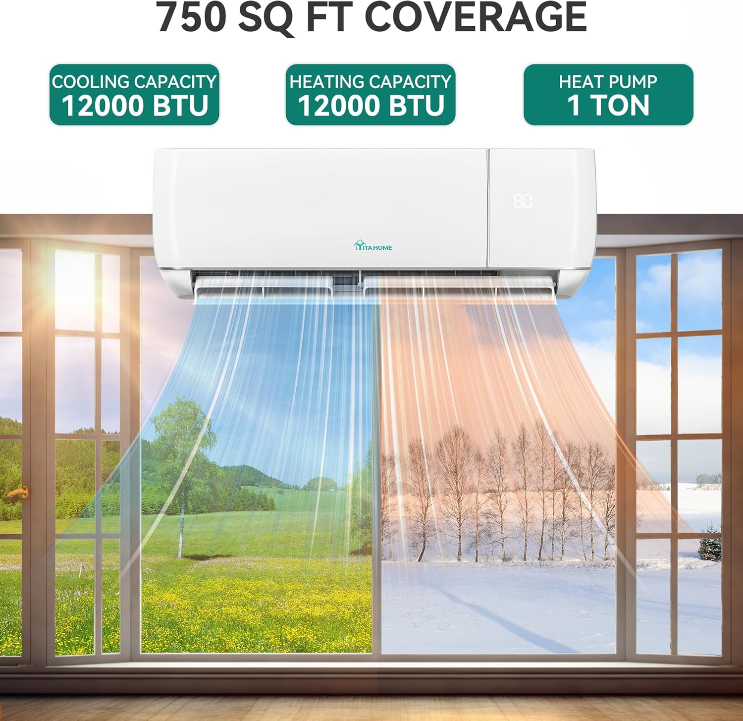 12000 BTU Mini Split AC Heat Pump – WiFi & Alexa Compatible