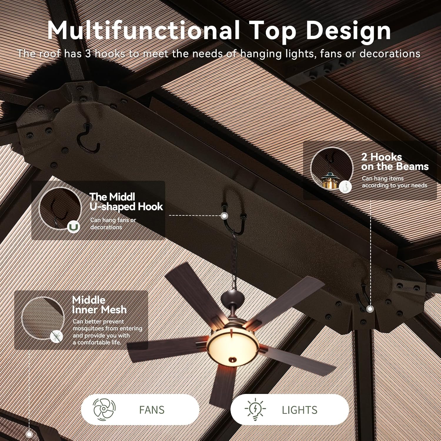 12’X10′ Hardtop Gazebo with Curtains and Netting