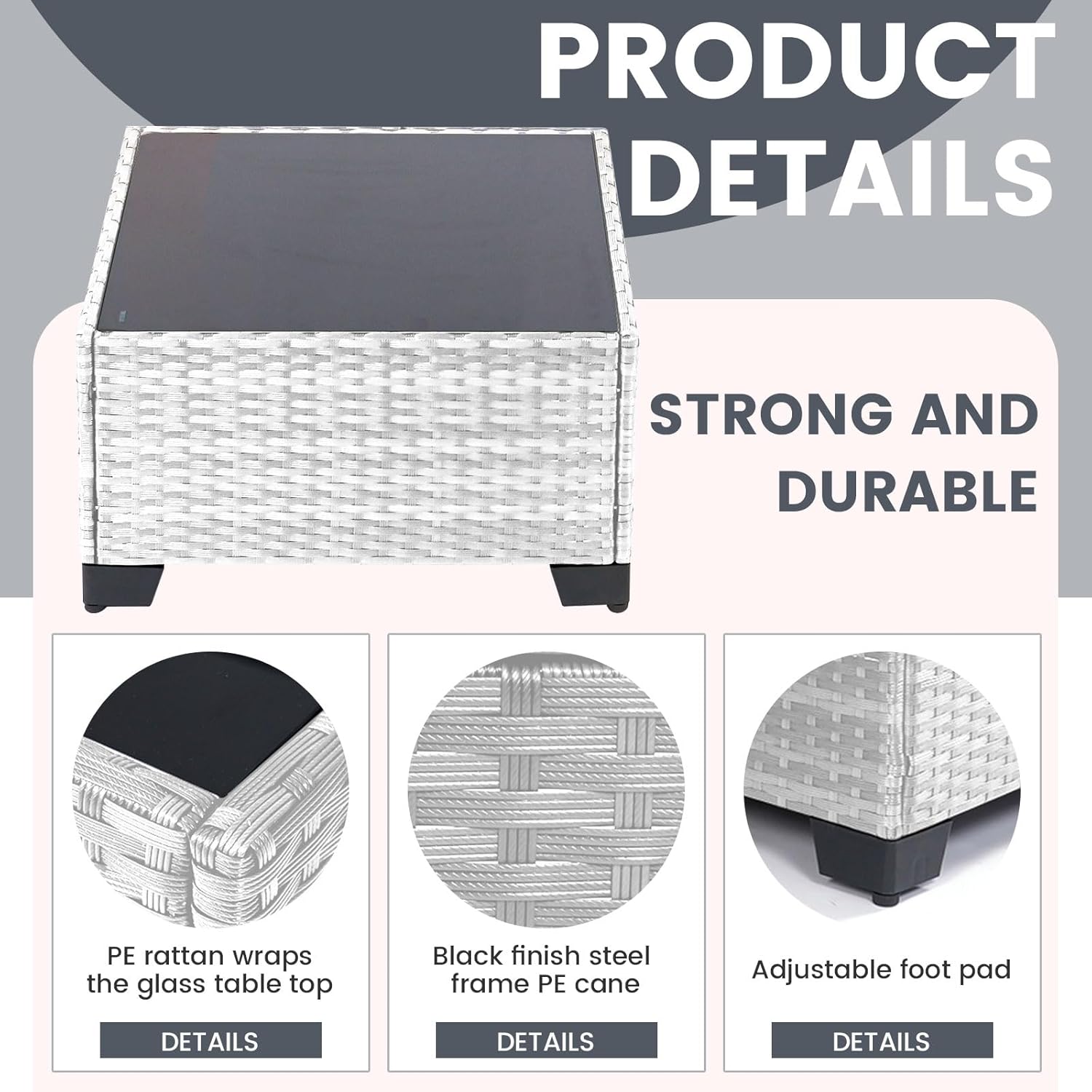 7 Pieces Rattan Patio Furniture Set with Tea Table