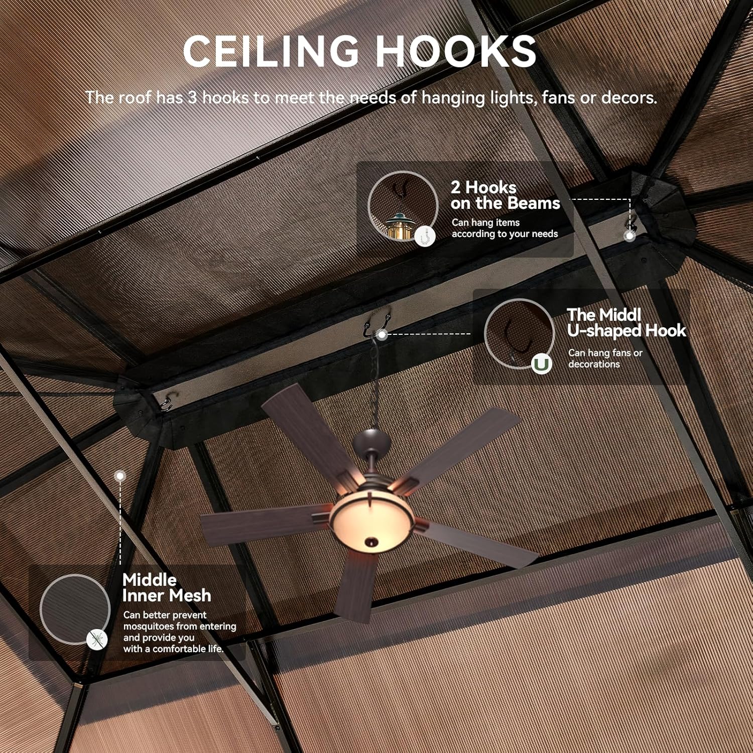 12’X10′ Hardtop Gazebo with Curtains and Netting